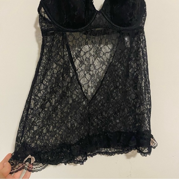 Victoria's Secret Vintage Black Lace Babydoll Lingerie Top medium - Picture 3 of 10